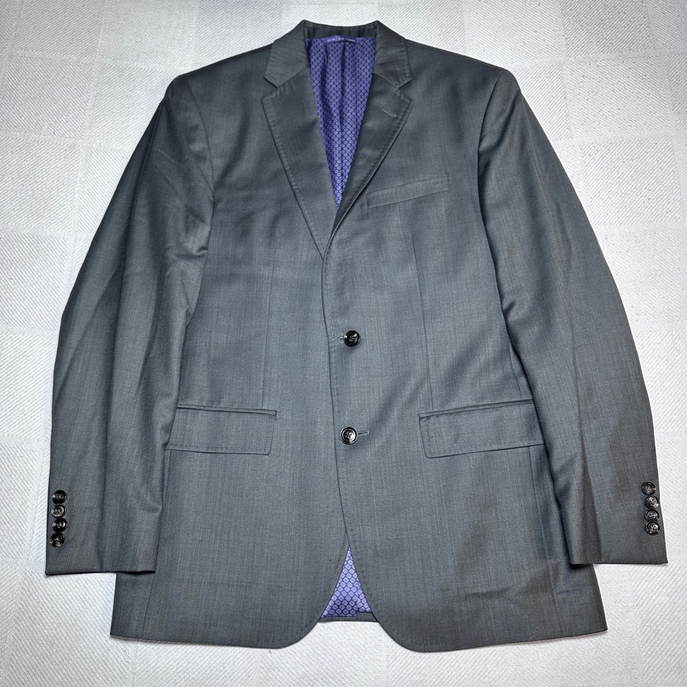 Ted Baker Suit Jacket Mens 40R Endurance Wool 2-Button Blazer Charcoal Grey